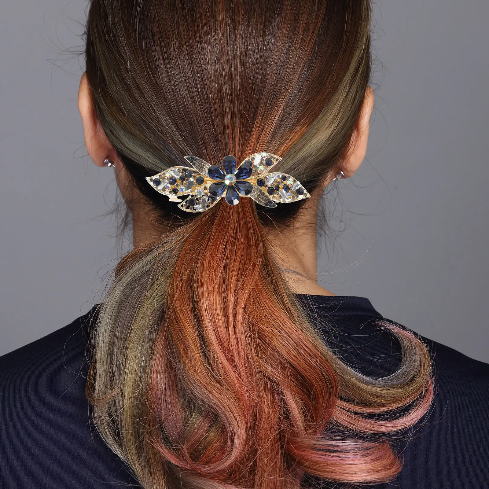 Rhinestone Spring Hair Clip for Women Elegant Shiny Barrette to Hold Hair Back Perfect for Ponytails Half Up Braid Bun Styling
