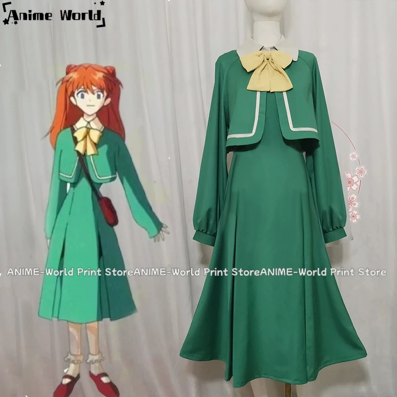 《Custom Size》Soryu Asuka Dress Uniform Outfit Anime Cosplay Costumes green dress