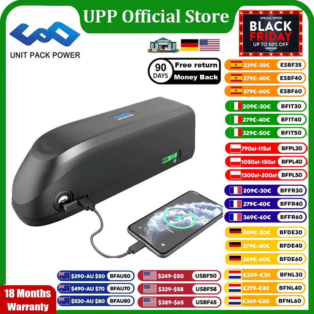

New Arrival Upgrade EBike Battery 21700 48V 19.2Ah 20Ah UPP Electric Bicycle Li-on Battery Pack for 1500W 1000W 500W Motor
