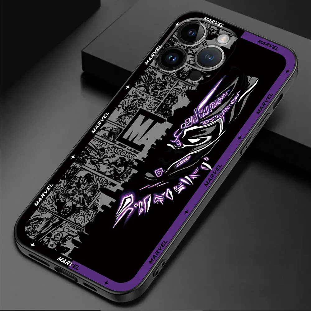 Marvel Panther Phone Case for iPhone XS X 14 15 Pro Max 13 Pro XR 11 12 Mini 8 Plus SE 12 pro Black Soft Cover Funda Luxury