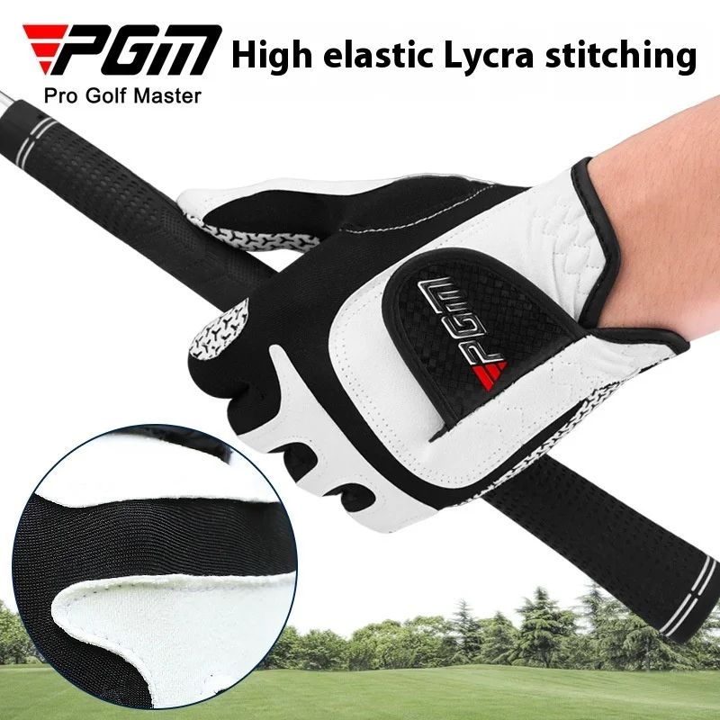 PGM Golf Gloves Men\'s Elastic Magic Gloves Non slip Breathable Microfiber Cloth Gloves Single Left Hand Blue/White/Grey ST037