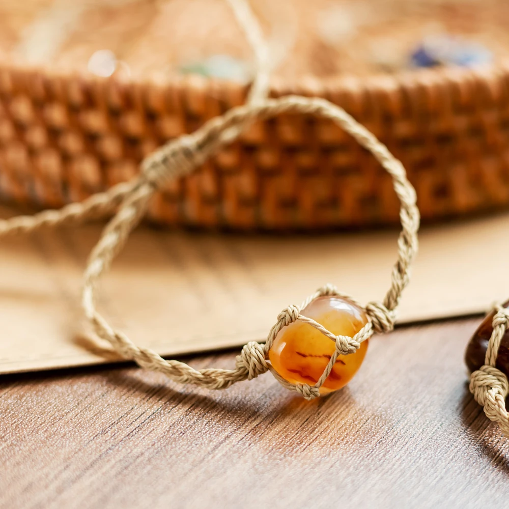 

Natural Crystal Stone Bracelet And Necklace Set Handmade Adjustable Size Suitable For Men And Women Healing Gemstone Jewelry