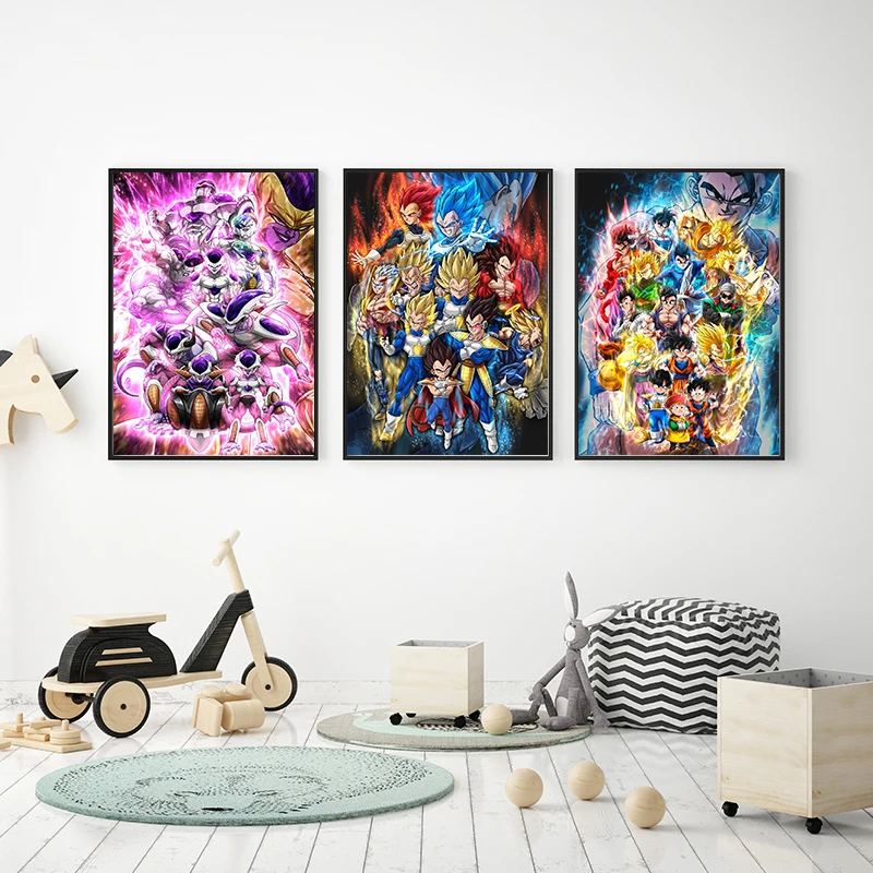 

Dragon Ball Print Poster Goku Wall Artwork Anime Pictures Vegeta Painting Super Saiyan Canvas Painting Home Decor Mural Cuadros