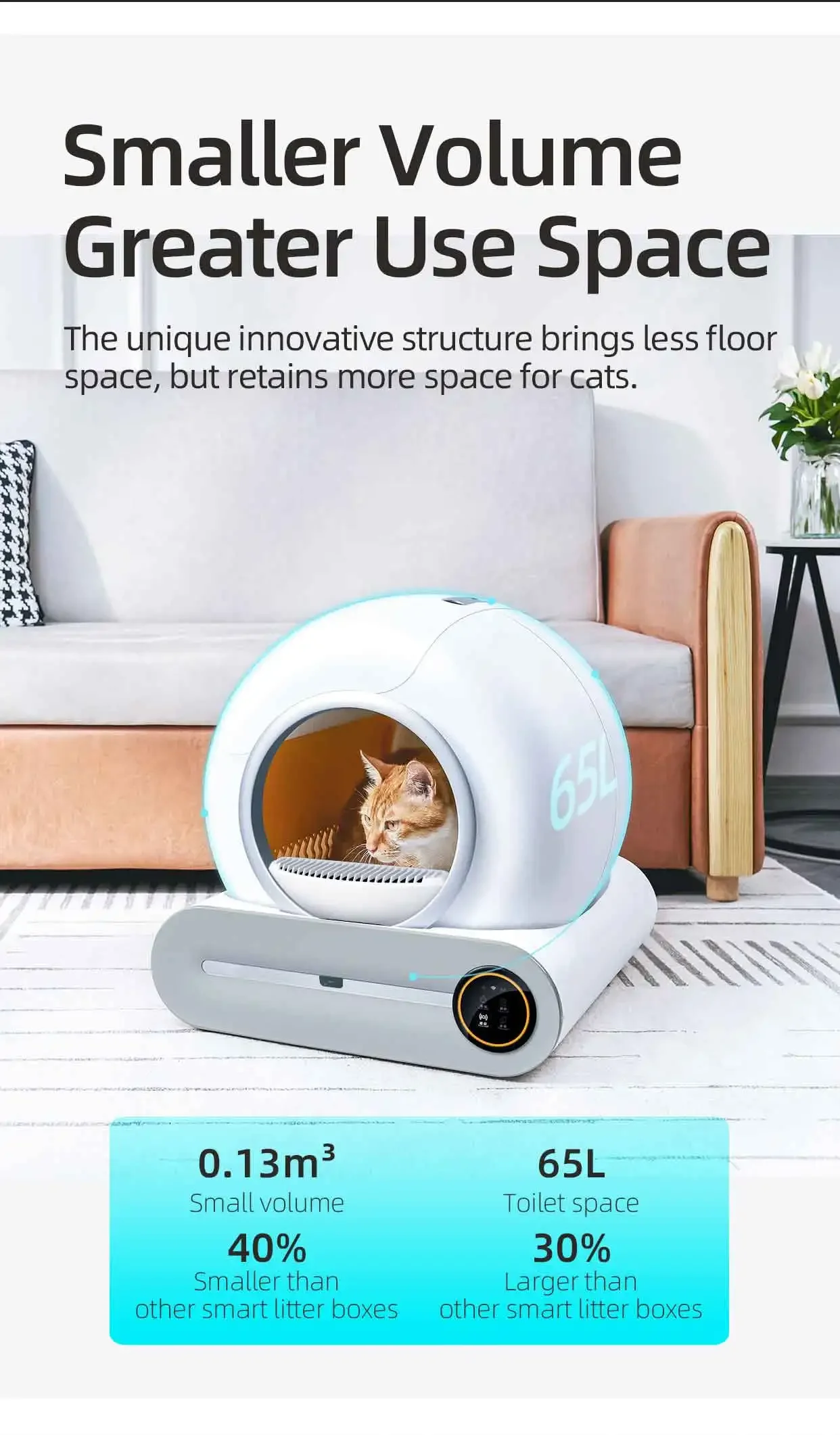 T-S Self-Cleaning Intelligent electric Cat Toilet App Control Tuya App Cat litter low noise smart touch control cat litter box