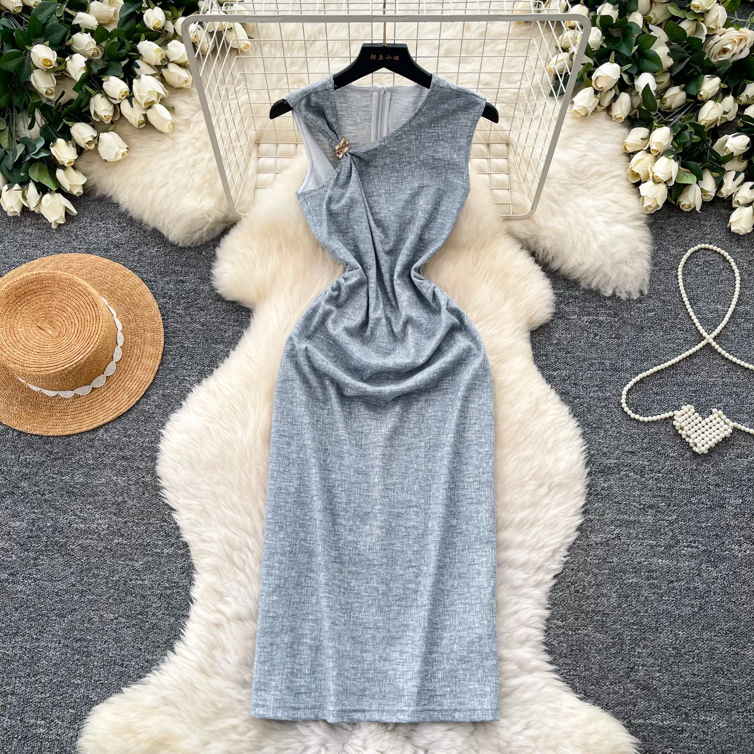 

Women Dresses Long Dress Sexy Vestidos Y2k Streetwear V Neck Sleeveless Slim Fit Tight Waist Elegant Party Night Work 2026