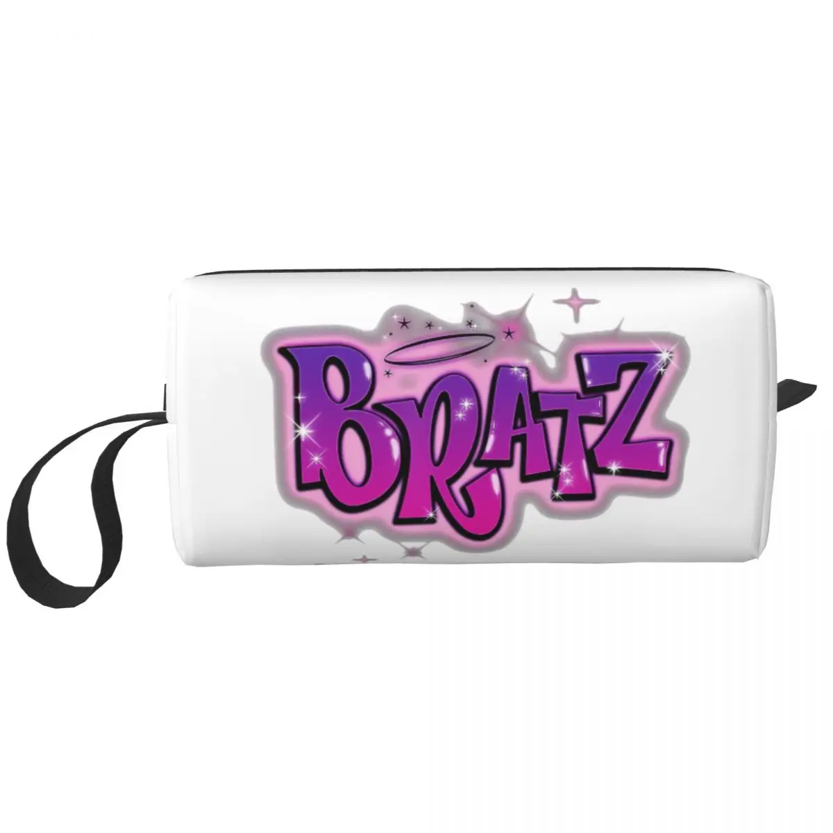 Y2k Pink Purple Sparkle Logo Makeup Bags Bratzs Women Cosmetic Bag Trendy Waterproof Makeup Organizer Case