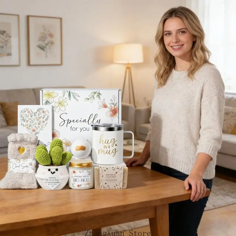 Geschenkset für Frauen, 8-teilig, Flanelldecke, Thermobecher, Duftkerze, Pflege für Sie, angenehme Erholung, Unterstützung 3 x – Detail 9