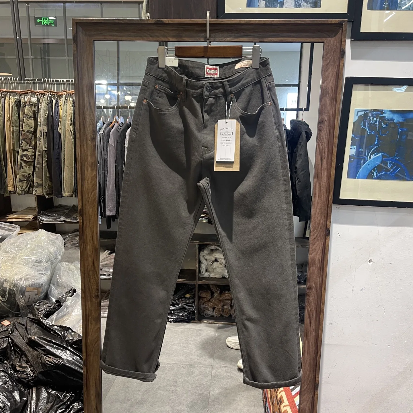 

Autumn Winter Heavyweight American Retro Washed 100% Cotton Twill Casual Pants for Men - Amekaji Basic Classic Straight Trousers