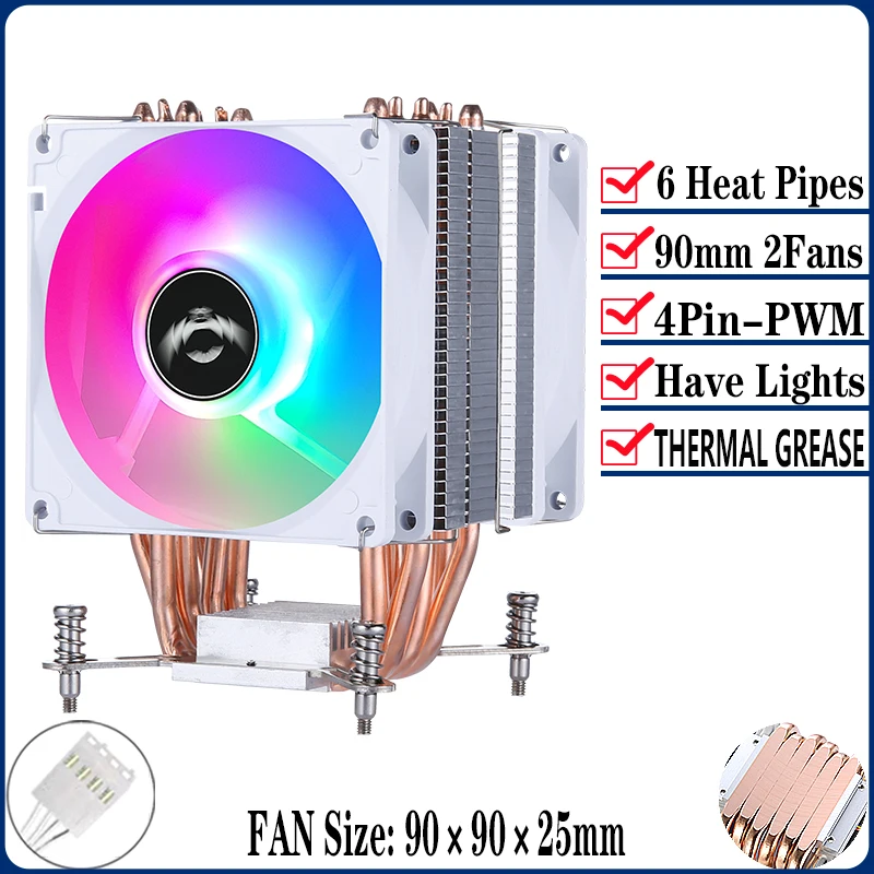 6Heat pipes 2Fan4pin