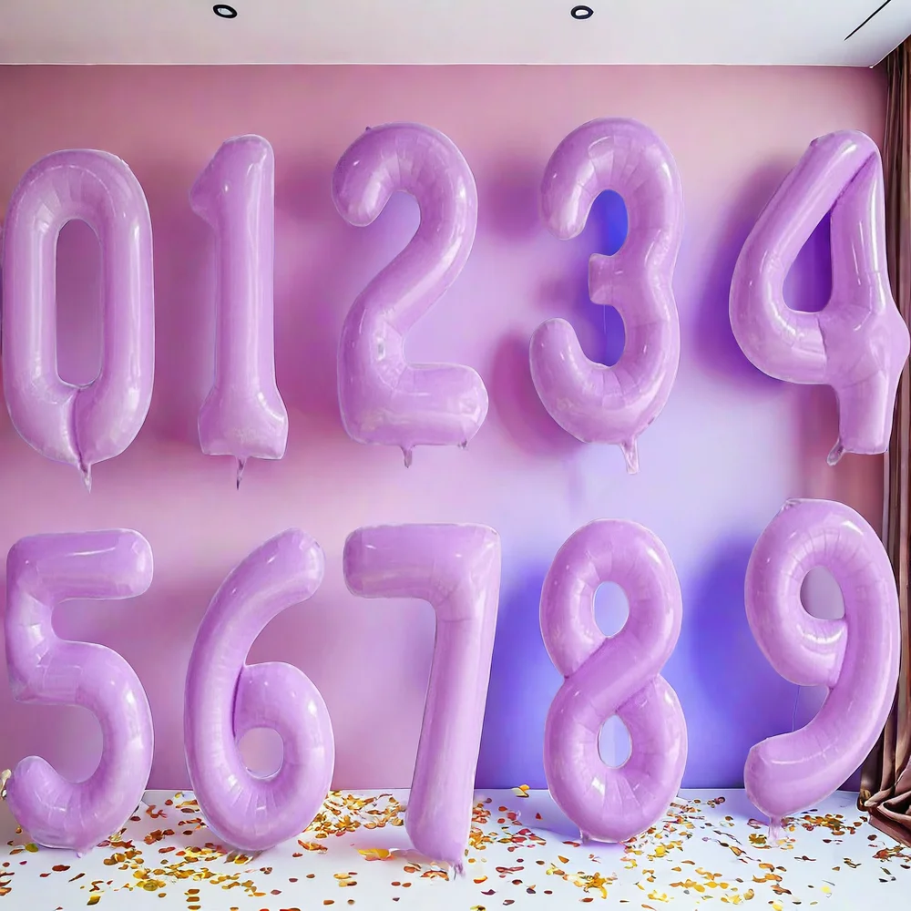 

Light Purple Number Balloons Aluminum Foil Balloon Birthday Party Decoration 0-9 Cute Baby Shower Decoration