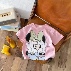 T-shirt à manches courtes et col rond pour bébé garçon et fille, vêtement cool et estival avec imprimé de dessin animé