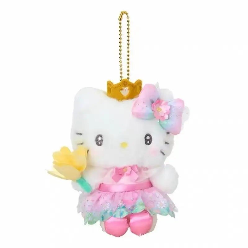 10cm Uroczy Sanrio Strój Kwiatowa Wróżka Patyk Seria Kuromi My Melody Hello Kitty Pluszowa Lalka Brelok Zawieszka do Torby Zabawka Prezent