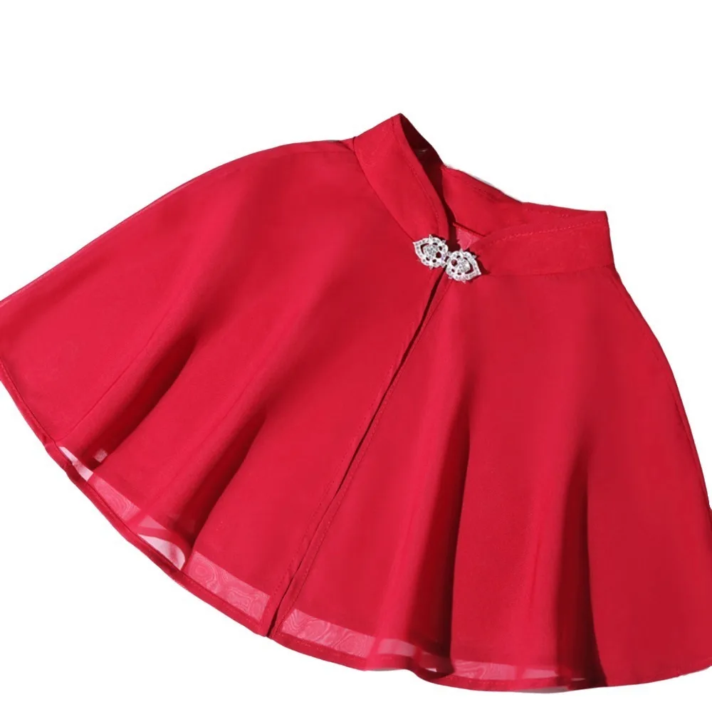 

Chiffon Bride Wedding Dress Shawl Solid Color Transparent Evening Dresses Scarves Sunscreen Rhinestone Buckle Cheongsam Cape