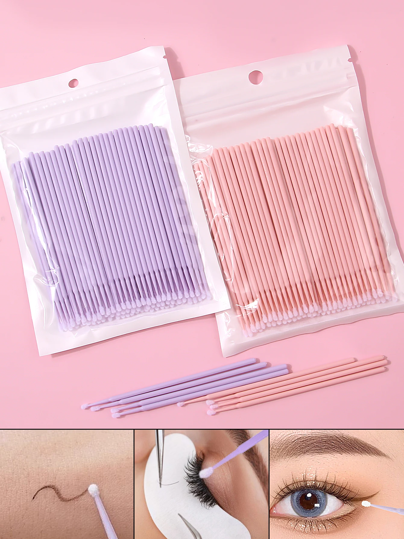 Ultra-Fine Nano Cotton Swabs Special Eye Detail Sponges for Ultra-Fine Eyeliner Wiping Eyelash Removal Small Head Makeup Brush