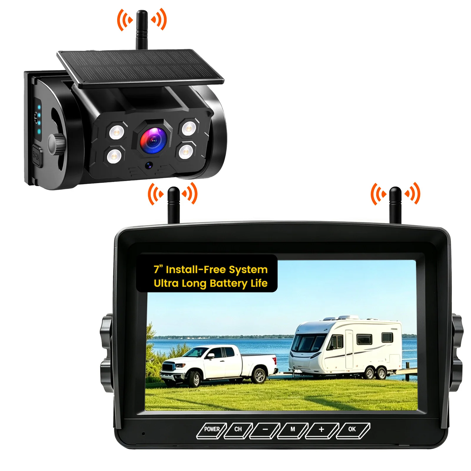 Magnetic Solar Wireless Backup Camera 7