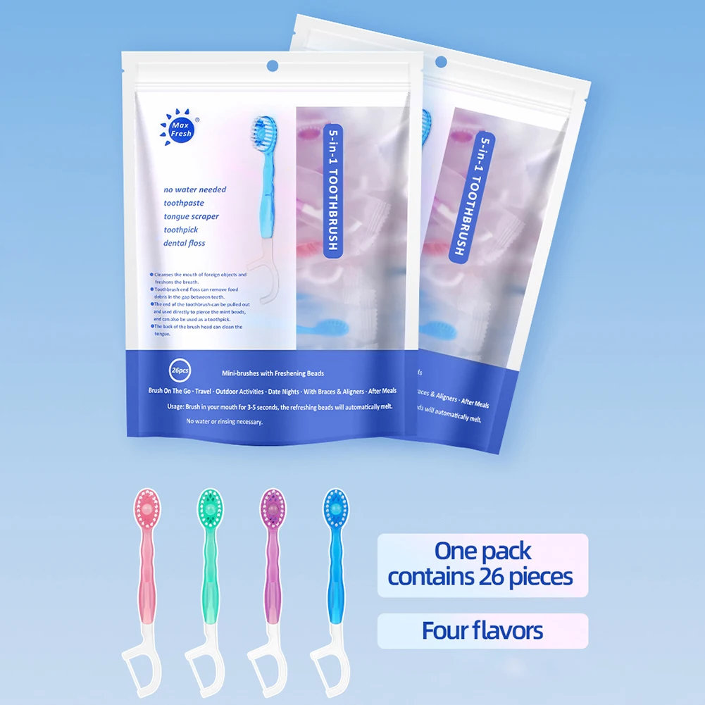 Disposable Mini Toothbrushes With Toothpaste Tongue Scraper Flosses Portable Soft All In 1 Toothbrush Kit For Personal-Hygiene