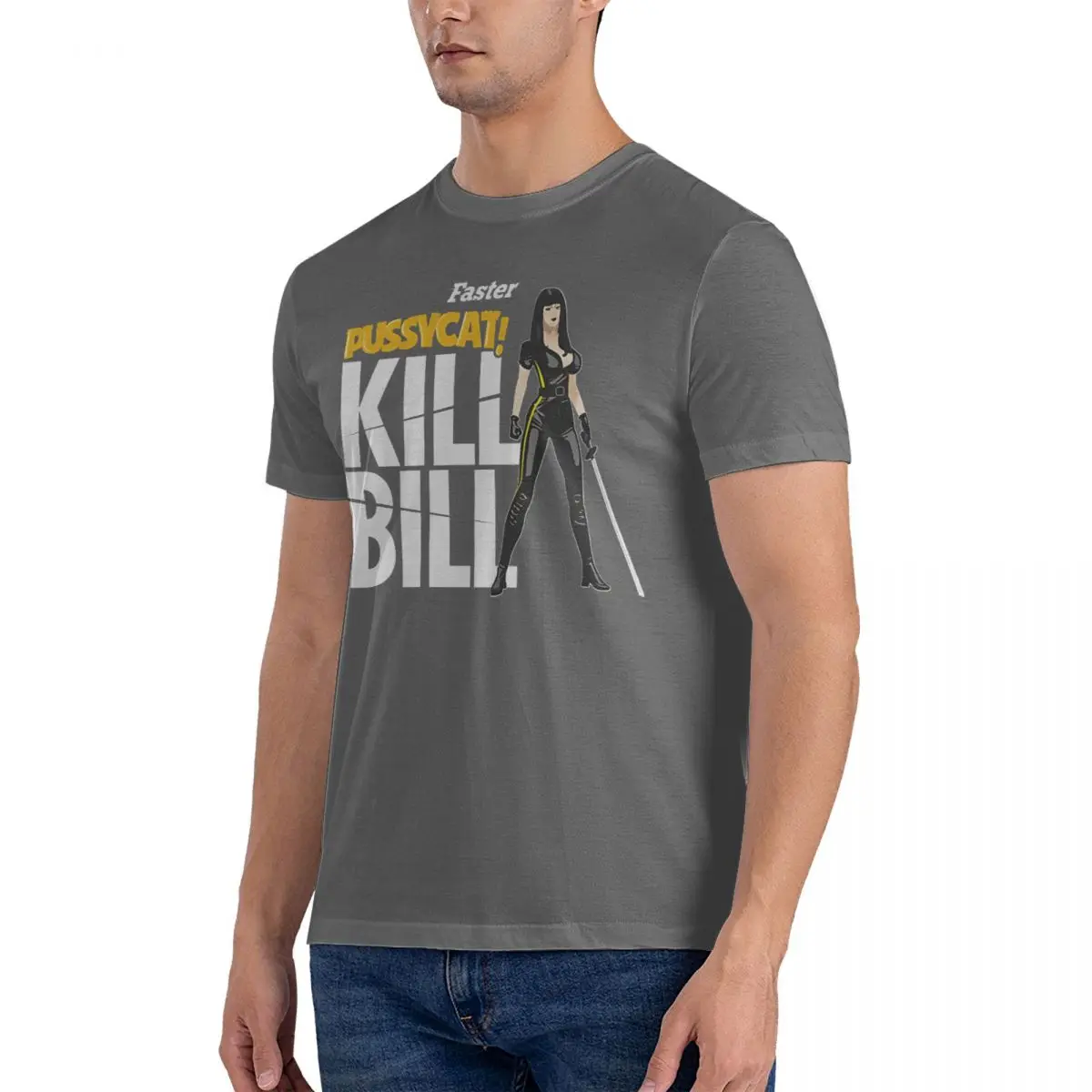 Men T-Shirts Kill Bill Humor Cotton Tee Shirt Short Sleeve Faster Pussycat T Shirt Crew Neck Tops New Arrival