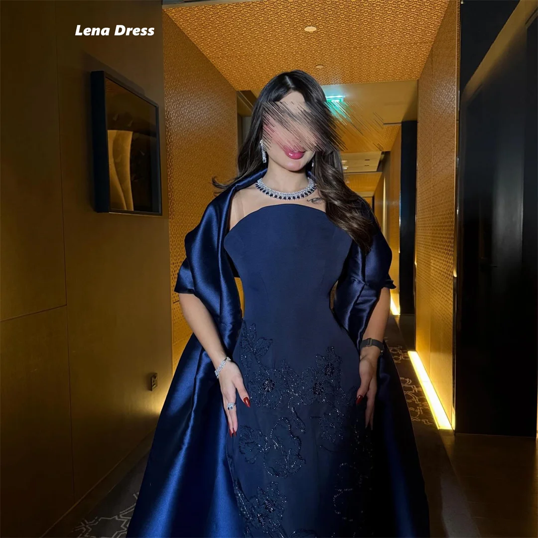 Lena Floral Lace Evening Dresses Woman Elegant Long Dresses for Special Occasions Dark Blue Customized Luxury Ball Dress Prom