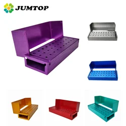 JUMTOP Dental Burs 30 Holes Aluminium Block Sterilization Holder High/Low Speed Handpiece Needles Holder