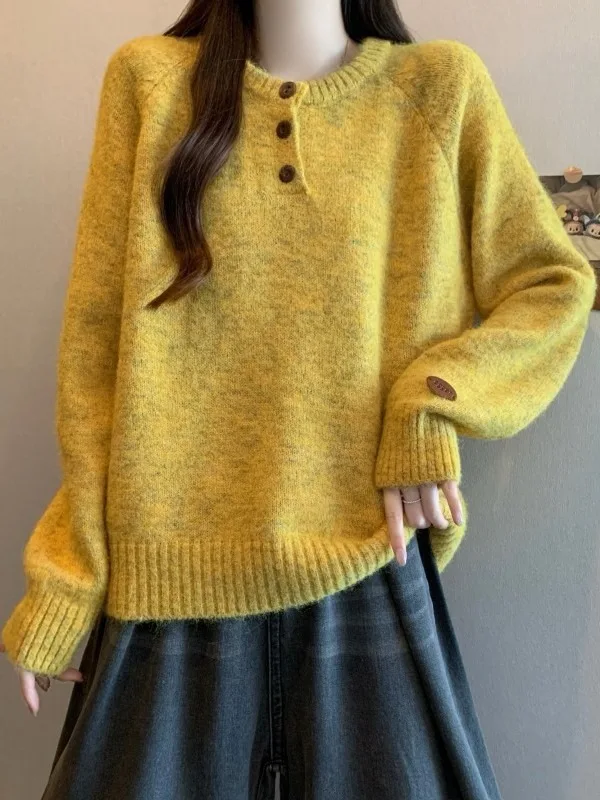 

Мягкий длинный вязаный свитер-база для женщин больших размеров, модный осенне-зимний топ, удобный свободный крой, полиэстер