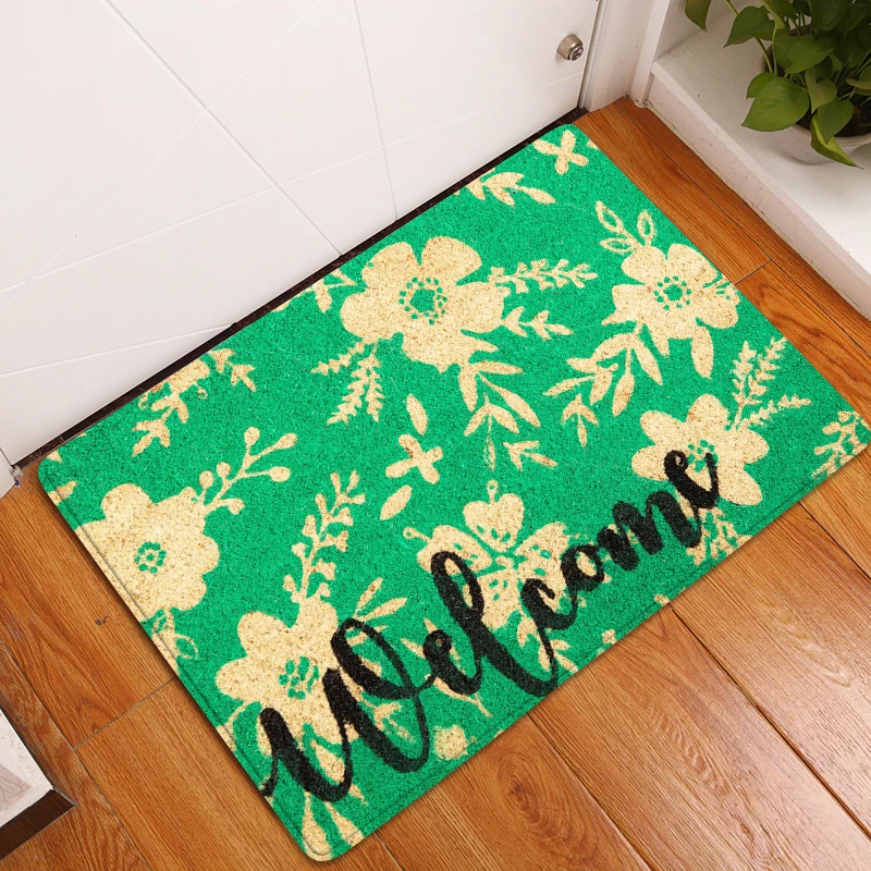 Door Mat Entrance Mat Welcome Flowers Patten Non-slip Doormat front doormats outdoor decor indoor funny floor mats  bath rug