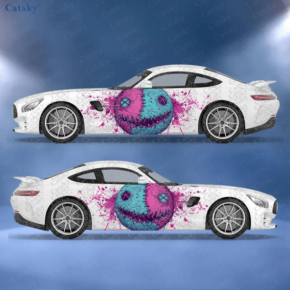 2pcs Stitch Doll Ball Splatter Car Side Wraps, Self-Adhesive PVC Waterproof & Scratch-Resistant Stickers, Car Accessory Gift