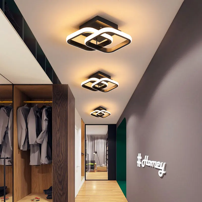 Nowoczesna lampa sufitowa LED do korytarza schody wejście na poddasze kwadratowe oświetlenie wewnętrzne w stylu minimalistycznym wyposażenie kuchni