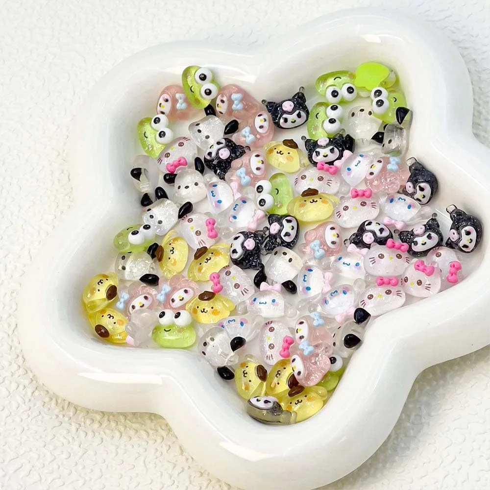 

Mixed Sanrio Cartoon Nail Charms, Cute 3D Resin Nail Art Decorations, Kawaii DIY Manicure Accessories for Nails
