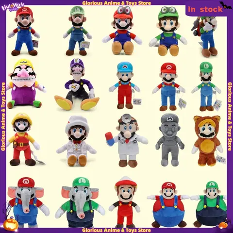 New Super Mario Series Horror Style Stuffed Doll  Toy Mario Luigi Wario Waluigi Soft Stuffed Doll Desktop Collectible Ornament