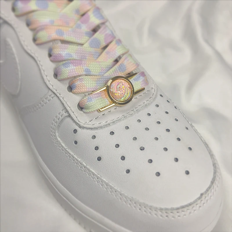 1 Pair Luxury Nebula Shoelaces Metal Buckle Shoe Charms Shoelace Decorations Sneakers Lock for Shoes Accessories Women Man