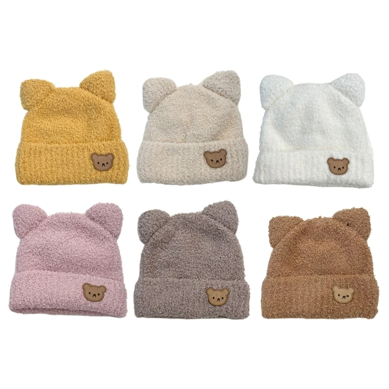 

Ear Protections Beanie for Boys Girls Autumn Winter Warm Curled Pullover Hat