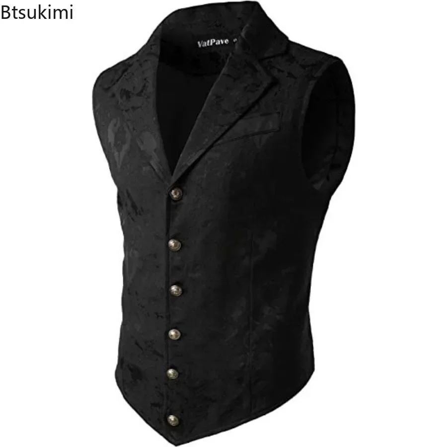 

2025 Men's Jacket Victorian Suit Vest Steampunk Gothic Waistcoat Men's Casual Vest Stage Performance Costume Evening Party Vests