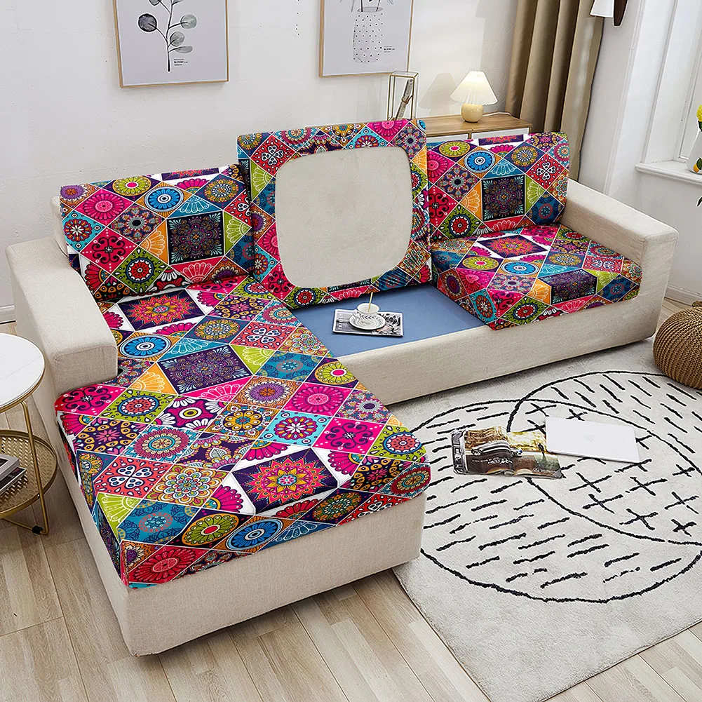 Elastic Sofa Seat Cushion Cover Bohemiain Stretch Seat Cushion Cover Couch Slipcover for Living Room Decoration