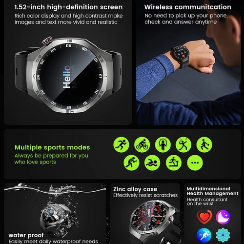 Imagen 2 del producto 2025New para Android e ios reloj inteligente hombres pantalla AMOLED GPS trayectoria de movimiento ritmo cardíaco llamadas Bluetooth SmartWatch impermeable