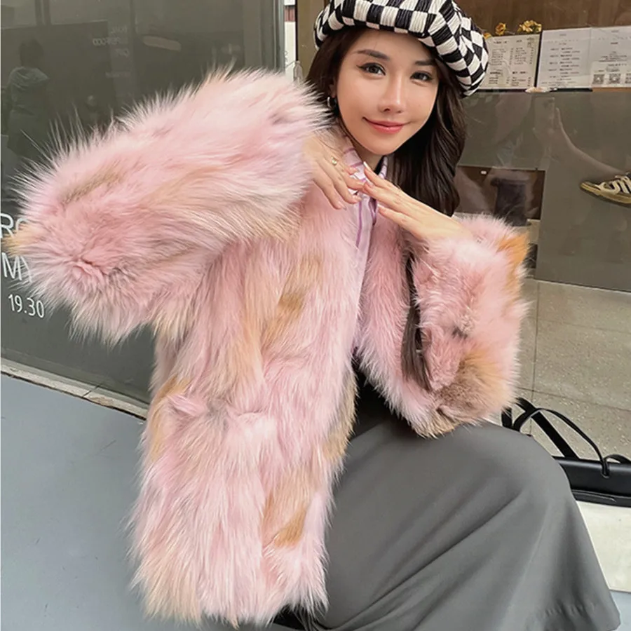 2024 Winter New Multi-color Thick Fur Coat for Women, Young and Fashionable Lady Jacket Warm