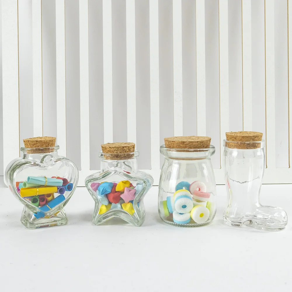 

Мини-стеклянные банки для хранения бутылок «сделай сам», звезда, сердце, банка в форме молока с пробковой пробкой, подарок для банок на свадьбу, день рождения