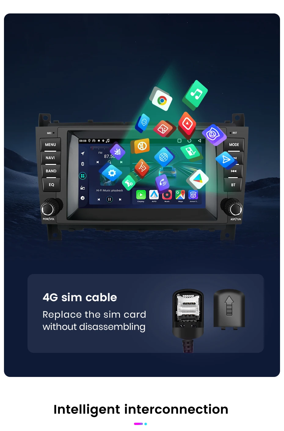 Junsun Android Auto Radio Für Mercedes Benz C-Klasse W203 CL203 CL203 CLK W209 CLS W219 2004-2011 CarPlay auto Multimedia GPS 2din – Detail 18