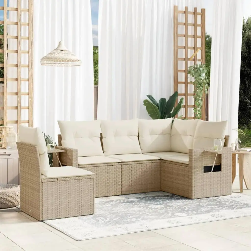 

Comfortable Beige Outdoor Garden Sofa Set for Patio Living Room Furniture Cushioned Seating Durable Weather Resistant Design