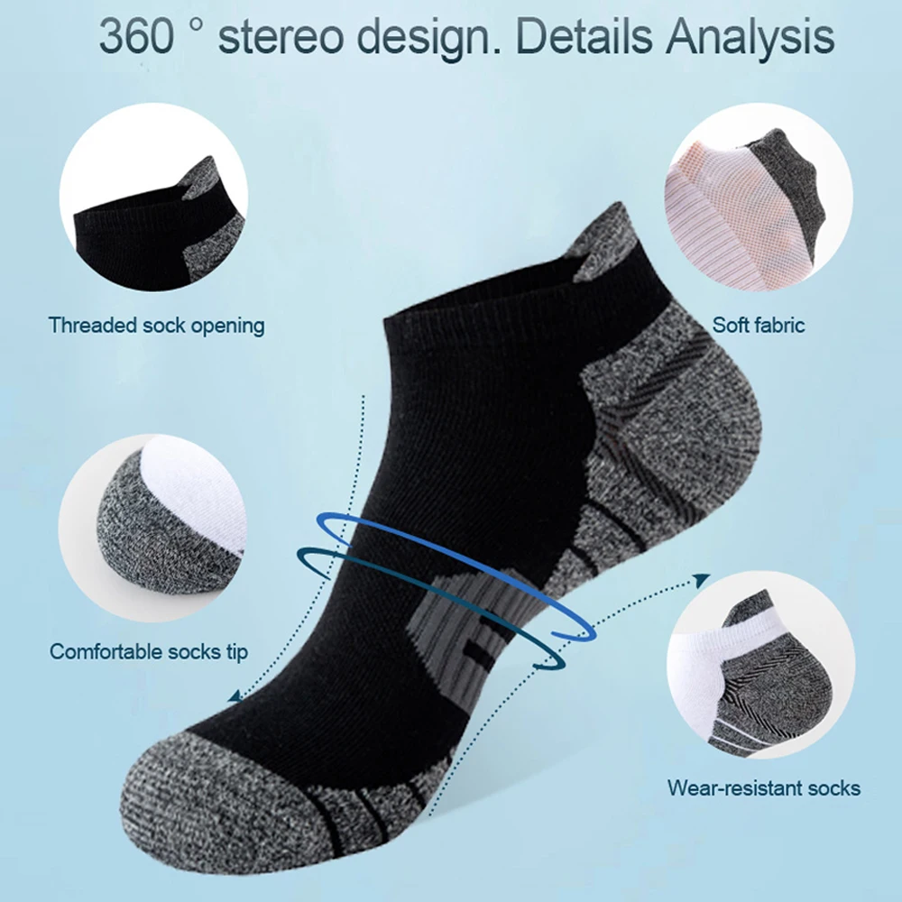 5Pairs Sport Ankle Socks Men Running Low Cut Cotton Sock Outdoor Fitness Breathable Socks Cycling Riding Bicycle Football Sox