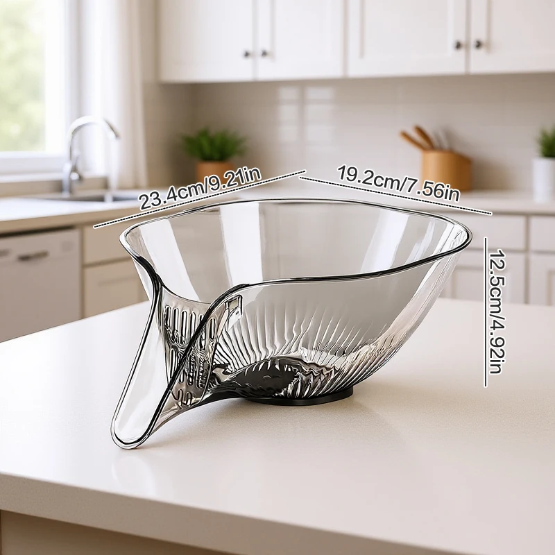 Fruit Cleaning Bowl With Strainer Container Multi-functional Drain Basket, Wet/Dry Separation Sink Colander With No-Slip Design - view 4