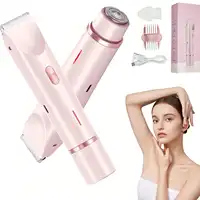 Women's Bikini Trimmer, Women's Electric Shaver, Replaceable Heads, Facial and Intimate Hair Trimmer, USB Rechargeable, with Base, Travel Cordless Body Shaver, Suitable for Face/Legs/Underarms, Women's Gift