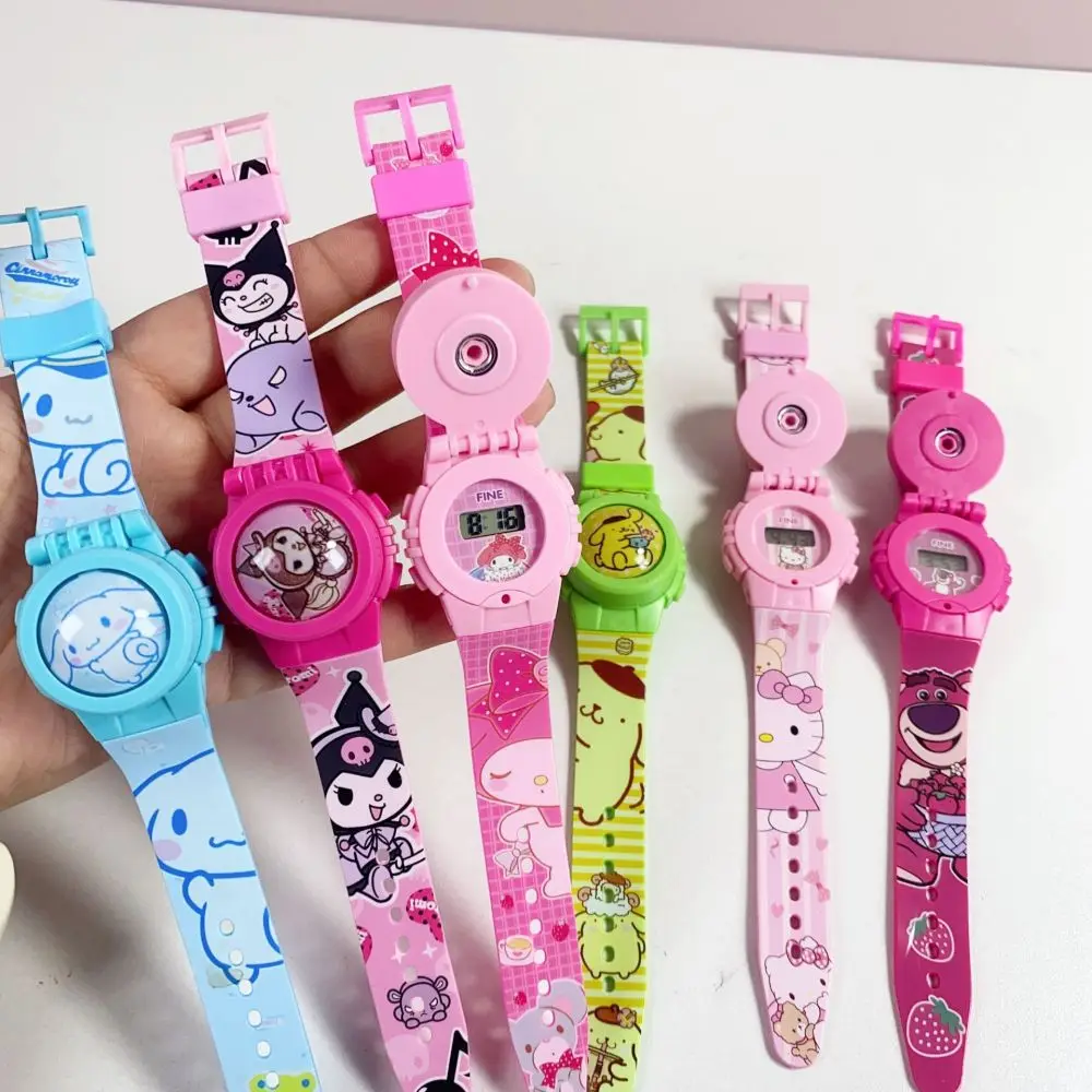 Hello Kitty Cartoon Kids Wrist Watch Cinnamoroll Sanrio Waterproof Quartz Watch Kuromi Cartoon Silicone Strap Children\'S Gift