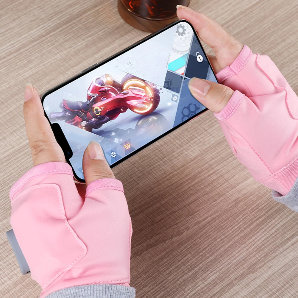 Sarung Tangan Berpemanas Isi Ulang 360 Derajat Pemanas Listrik Sarung Tangan Termal Tanpa Jari Layar Sentuh untuk Mendaki dan Bersepeda di Luar Ruangan