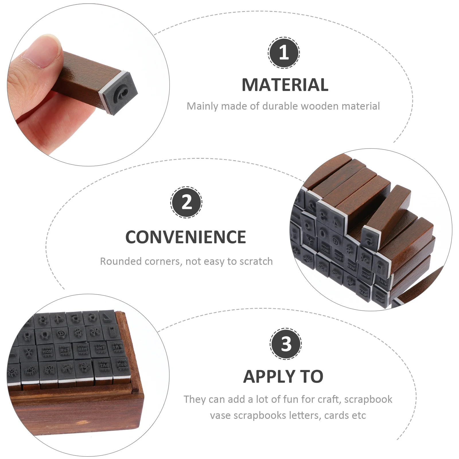 

1Set Number Durable Wooden Scrapbook Seal DIY Craft Decorative for Cards Letters Diary Planner