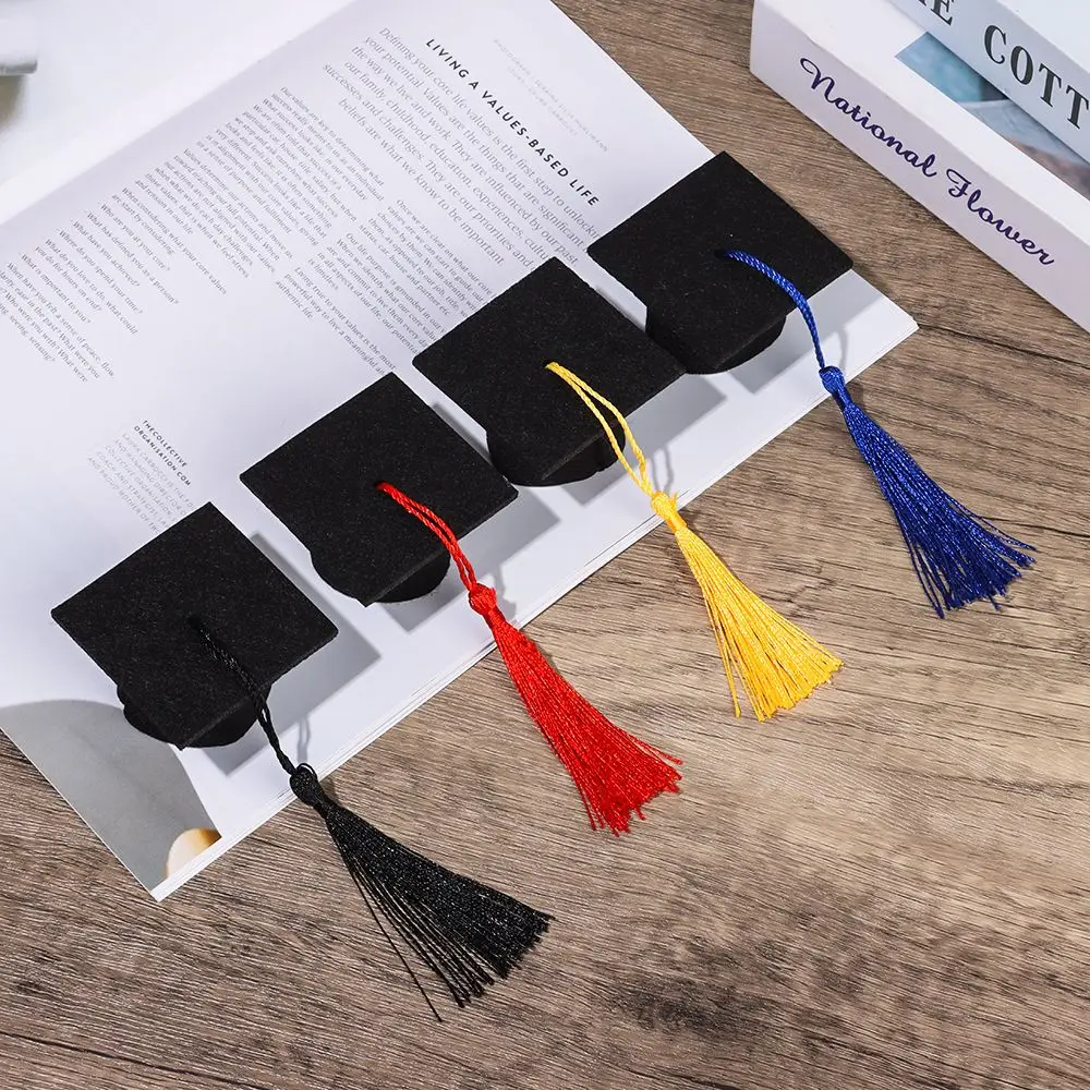 6Pcs Mini Graduation Hat Doctoral Cap Costume Top Hat With Colorful Tassels Pendant DIY Doll Decor Wine Bottle Decoration