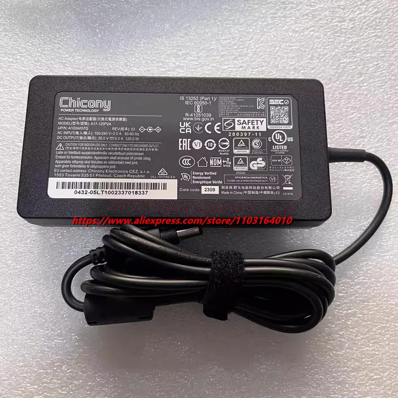 A17-120P2A A120A0061P Original Chicony 120W AC Adapter 20V 6A Charger For Intel NUC13VYKi7 NUC13VYKi5 NUC13AN[x]v7 Mini Laptop