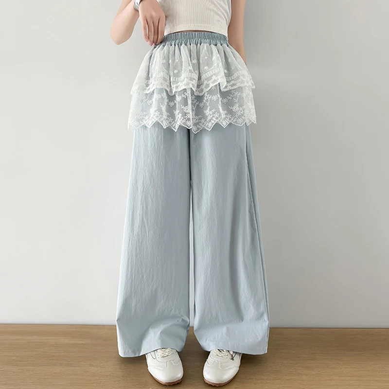 

2026 Children's Summer Lace Wide Leg Pants Spring Girls' Mesh Lace Breathable Pants Boys' Autumn Boys' Loose Sports Pants