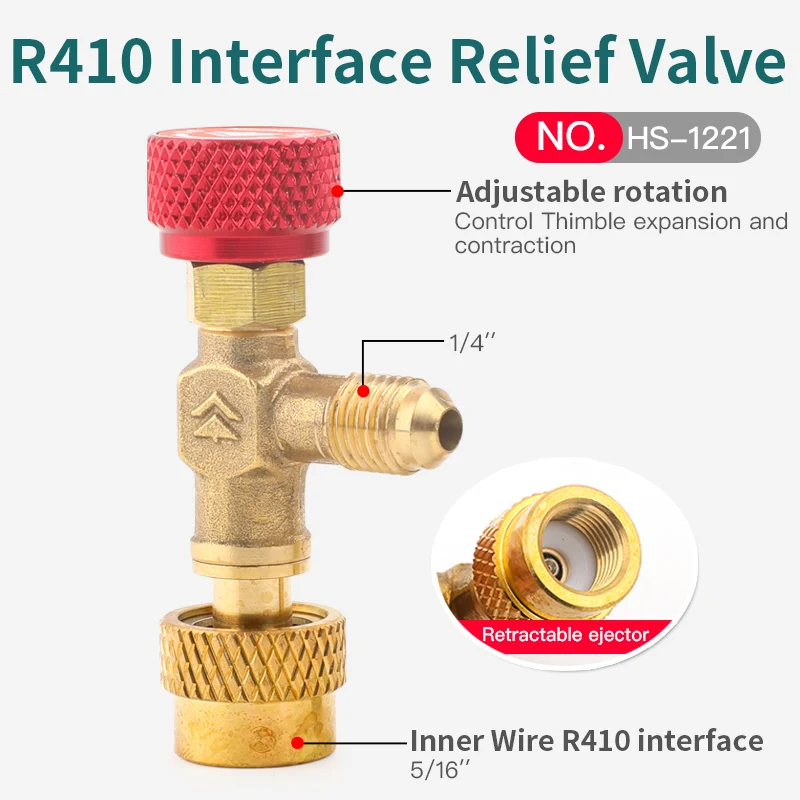 Imagem -02 - Condicionado Safety Valve Adapter Fitting Ferramenta de Refrigeração Carregamento Copper Adapter hs R410a R22 ar