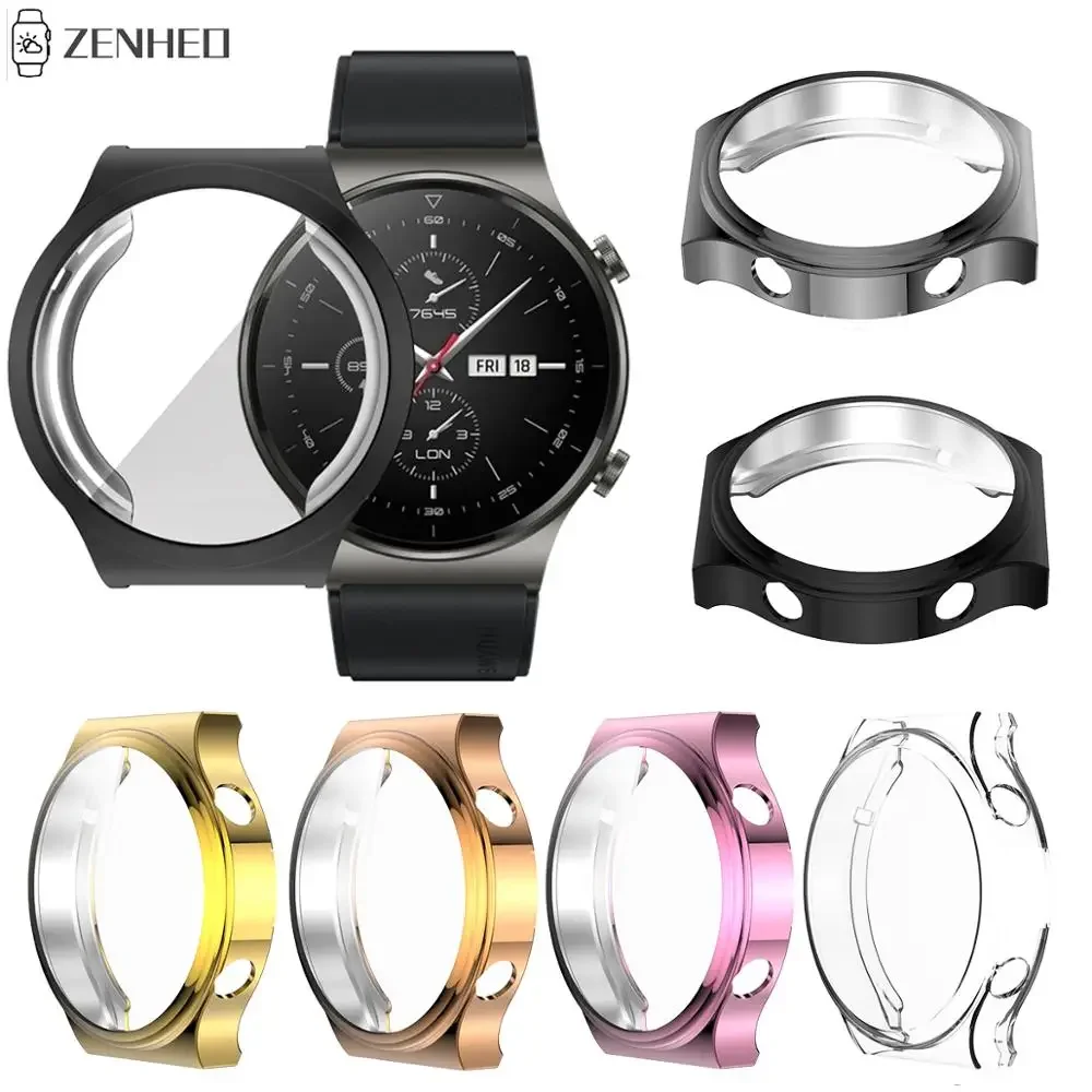 غطاء حماية مطلي من مادة TPU لساعة Huawei Watch GT2 Pro، إطار حماية كامل للشاشة لهاتف Huawei GT 2 Pro