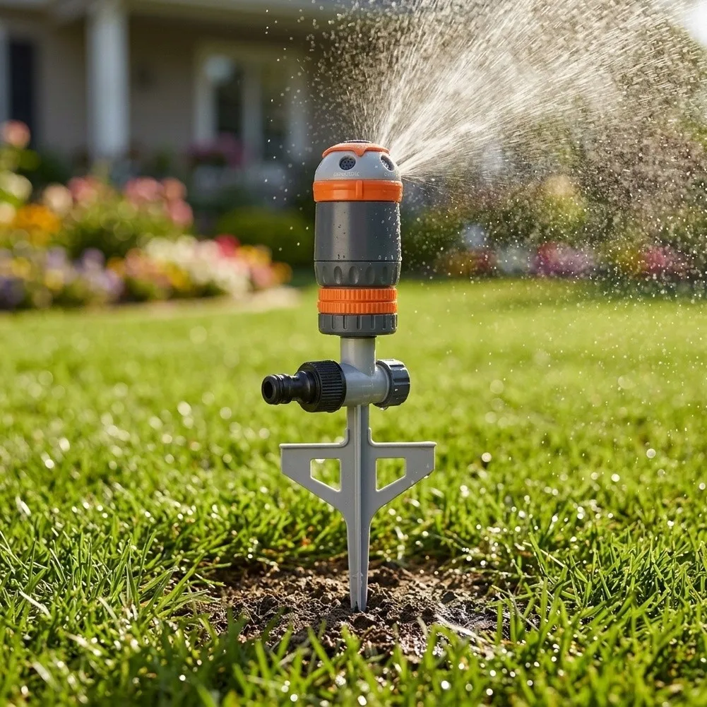 Grey ABS Ground Mounted Sprinkler Adjustable Direction for Efficient Garden Watering 1 Piece 12.5cm x 5.5cm x 35cm